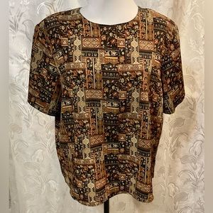 Fashion Attitudes Brown & Tan Short Sleeve Top